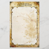 ヴィンテージブラウン及び静止したタンの華麗さ 便箋 (正面)