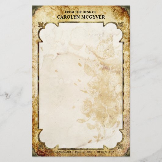 ヴィンテージブラウン及び静止したタンの華麗さ 便箋 (正面)