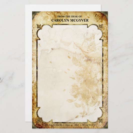 ヴィンテージブラウン及び静止したタンの華麗さ 便箋 (正面/裏面)