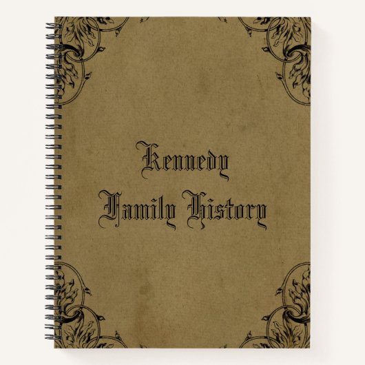 ヴィンテージブラウン家族歴カスタム史 ノートブック (正面)