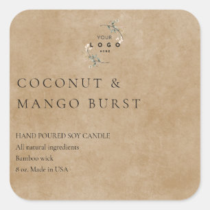 ヴィンテージブラウン紙とロゴキャンドルラベル スクエアシール