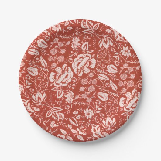 ヴィンテージブラウン素朴フローラガーデン ペーパープレート (正面)