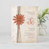 ヴィンテージブラウン&オレンジデイジー結婚式招待状 招待状 (スタンド正面)