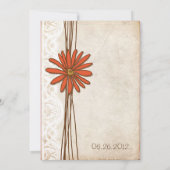 ヴィンテージブラウン&オレンジデイジー結婚式招待状 招待状 (裏面)