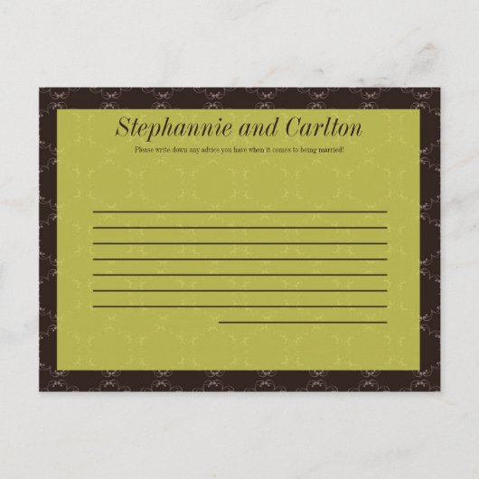 ヴィンテージブラウン/グリーン結婚の書き込み可能アドバイスカード アドバイスカード (正面)