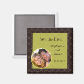 ヴィンテージブラウン/グリーン結婚発表磁石 マグネット (正面/裏面)