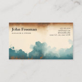 ヴィンテージブラウン&ティール(緑がかった色)コーヒーショップカフェ 名刺 (裏面)