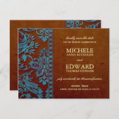 ヴィンテージブラウン&ブルーダマスクレース日付を保存 セーブザデート (正面/裏面)