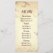 ヴィンテージブラウン、ベージュのスクロ結婚ールリーフのメニューカード メニュー (裏面)