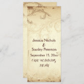 ヴィンテージブラウン、ベージュのスクロ結婚ールリーフのメニューカード メニュー (正面/裏面)