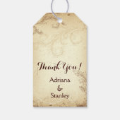 ヴィンテージブラウン、ベージュのス結婚クロールの葉の感謝 ギフトタグ (裏面)