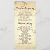 ヴィンテージブラウン、ベージュ巻葉結婚式プログラム プログラム (裏面)
