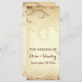 ヴィンテージブラウン、ベージュ巻葉結婚式プログラム プログラム (正面/裏面)