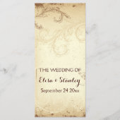 ヴィンテージブラウン、ベージュ巻葉結婚式プログラム プログラム (正面)