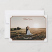 ヴィンテージブラウン&ベージュ色結婚の写真サンキューカード サンキューカード (正面)