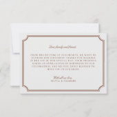 ヴィンテージブラウン&ベージュ色結婚の写真サンキューカード サンキューカード (裏面)