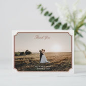 ヴィンテージブラウン&ベージュ色結婚の写真サンキューカード サンキューカード (スタンド正面)