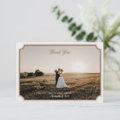ヴィンテージブラウン&ベージュ色結婚の写真サンキューカード 招待状 (スタンド正面)