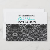 ヴィンテージブラエレガントックレースブライダルシャワーアクアブルー 招待状 (正面)