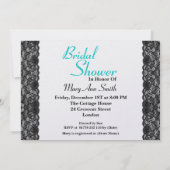 ヴィンテージブラエレガントックレースブライダルシャワーアクアブルー 招待状 (裏面)