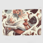 ヴィンテージブラケフランセドッグイラストレーション ゴルフタオル (横)