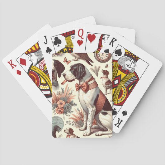 ヴィンテージブラケフランセドッグイラストレーション トランプ (裏面)