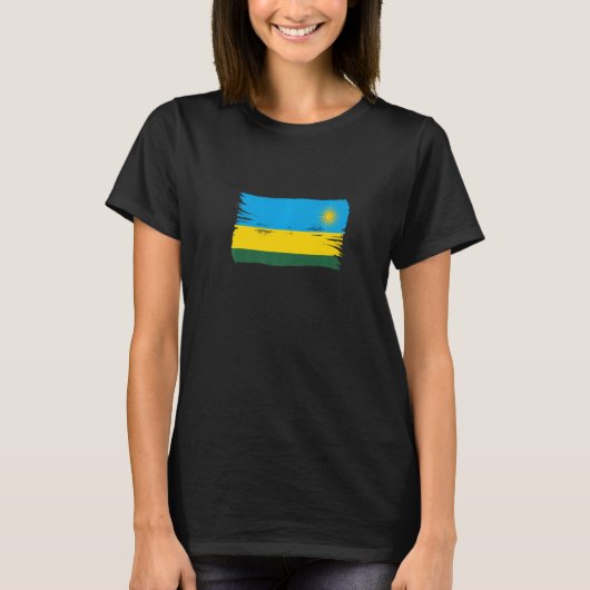 ヴィンテージブラシスタイルルワンダ国旗 Tシャツ (正面)