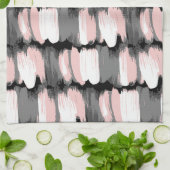 ヴィンテージブラシストローク、グレーピンクの装飾。 キッチンタオル (折り畳み)