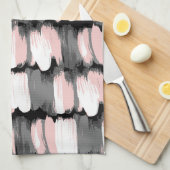 ヴィンテージブラシストローク、グレーピンクの装飾。 キッチンタオル (四つ折り)