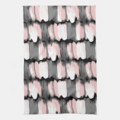 ヴィンテージブラシストローク、グレーピンクの装飾。 キッチンタオル (縦)