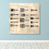 ヴィンテージブラシ絵を描ブラシ新聞プリント キャンバスプリント (インサイチュ (ウッドフロア))