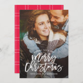 ヴィンテージブラシ編集可能カラー休日フォトカード シーズンカード (正面/裏面)