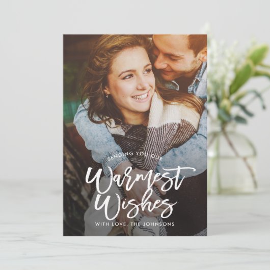 ヴィンテージブラシ編集可能カラー休日フォトカード シーズンカード (スタンド正面)