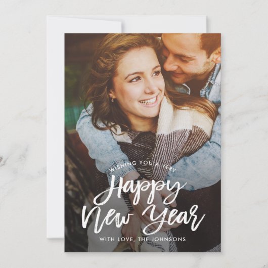 ヴィンテージブラシ編集可能カラー新年写真カード シーズンカード (正面)