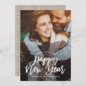 ヴィンテージブラシ編集可能カラー新年写真カード シーズンカード (正面/裏面)