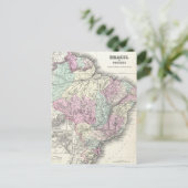 ヴィンテージブラジルの地図（1855年） ポストカード (スタンド正面)