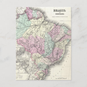 ヴィンテージブラジルの地図（1855年） ポストカード