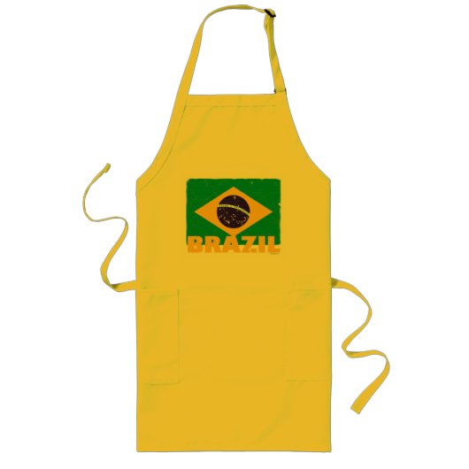 ヴィンテージブラジル国旗のエプロン ロングエプロン (正面)