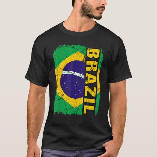 ヴィンテージブラジル国旗ブラジルプライドルーツ伝統 Tシャツ (正面)