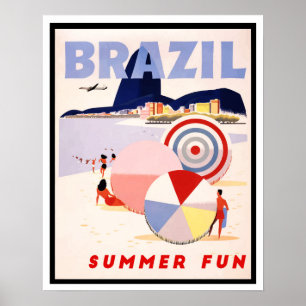 ヴィンテージブラジル夏おもしろい旅行 ポスター