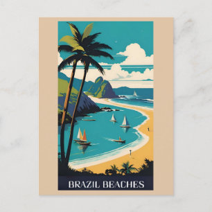 ヴィンテージブラジル熱帯ビーチ海旅行 ポストカード