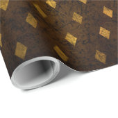 ヴィンテージブラス金ゴールドダマスクグランジテクスチャード ラッピングペーパー (ロールコーナー)