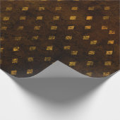 ヴィンテージブラス金ゴールドダマスクグランジテクスチャード ラッピングペーパー (角)