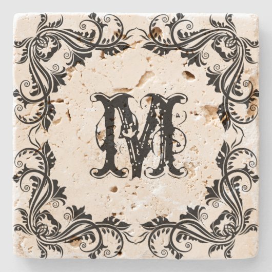 ヴィンテージブラッエレガントクスワールフレーム ストーンコースター (正面)