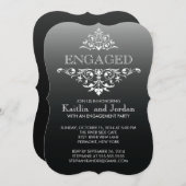 ヴィンテージブラッエレガントクフロッシュ婚約パーティ 招待状 (正面/裏面)