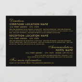 ヴィンテージブラックおよび金ゴールドアールデコ結婚の エンクロージャーカード (正面)