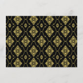 ヴィンテージブラックおよび金ゴールドアールデコ結婚の エンクロージャーカード (裏面)