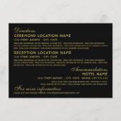 ヴィンテージブラックおよび金ゴールドアールデコ結婚の エンクロージャーカード (正面)