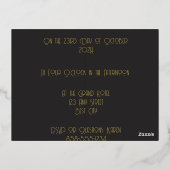 ヴィンテージブラックおよび金ゴールドアールデコ結婚式招待状 箔招待状ポストカード (裏面)