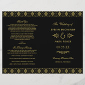 ヴィンテージブラックおよび金ゴールドアールデコ結婚式 プログラム (正面)